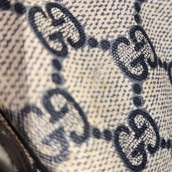 GUCCI BOSTON BAG VINTAGE SHERRY LINE GG SUPREME CANVAS NAVY RED UNISEX - Picture 10 of 13